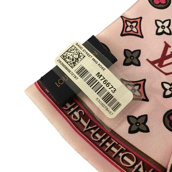 Louis Vuitton Street Monogram Bandeau Scarf Rose New Colorful RARE Graffiti - Picture 5 of 9